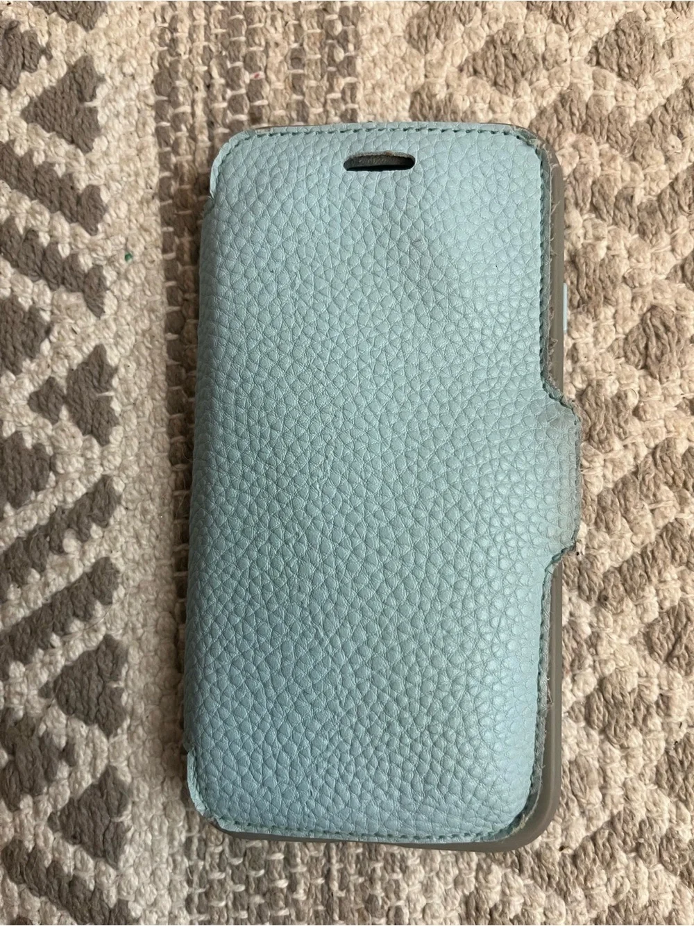 Apple Light Blue Textured Leather-Style Phone Case